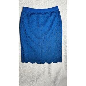 ANN TAYLOR Women’s Blue crocheted Eyelet Pencil Cut SkirtBusiness size 6